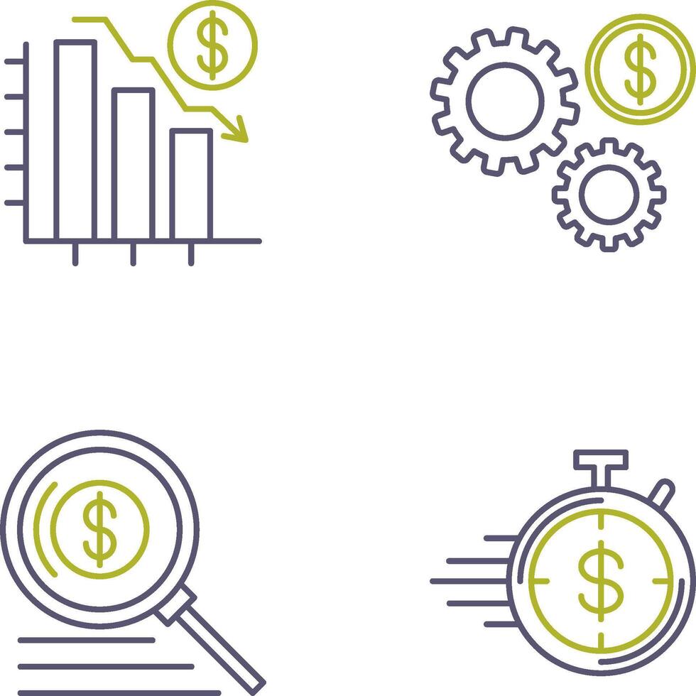Chart Down and Settings Icon vector