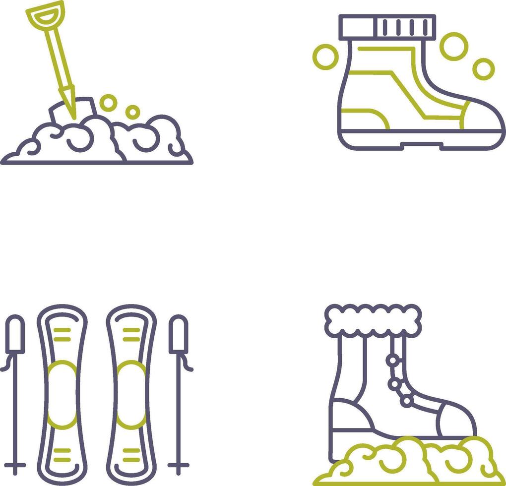 Shovel and Ski Boots Icon vector