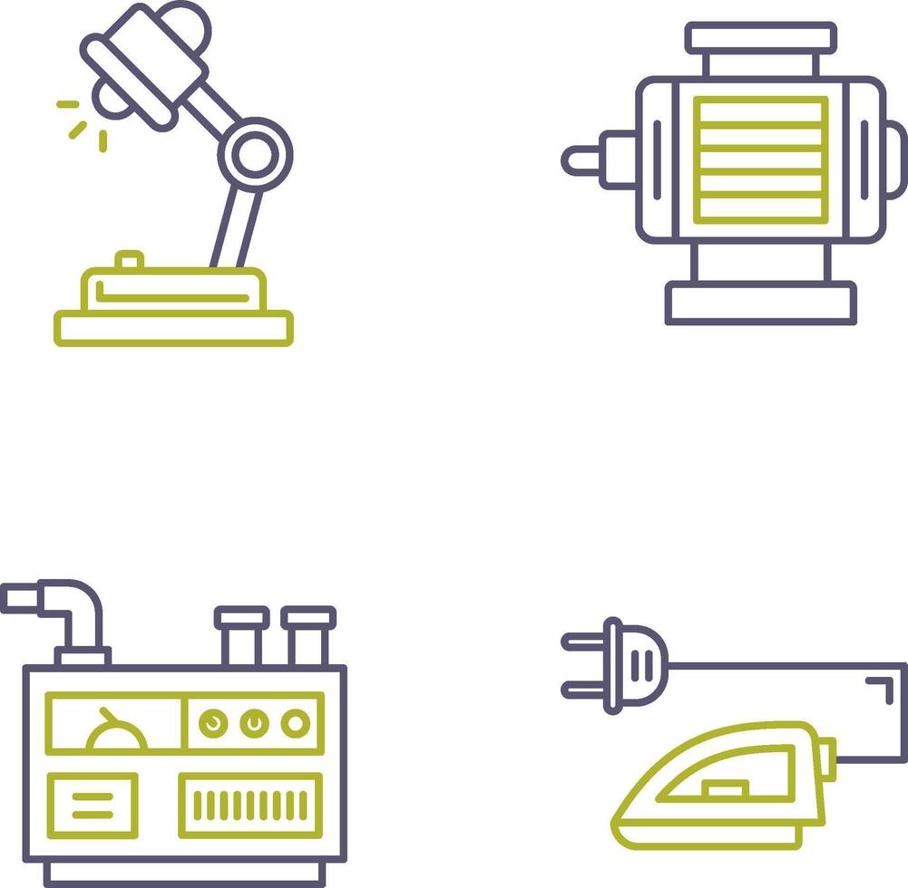 escritorio lámpara y eléctrico motor icono vector