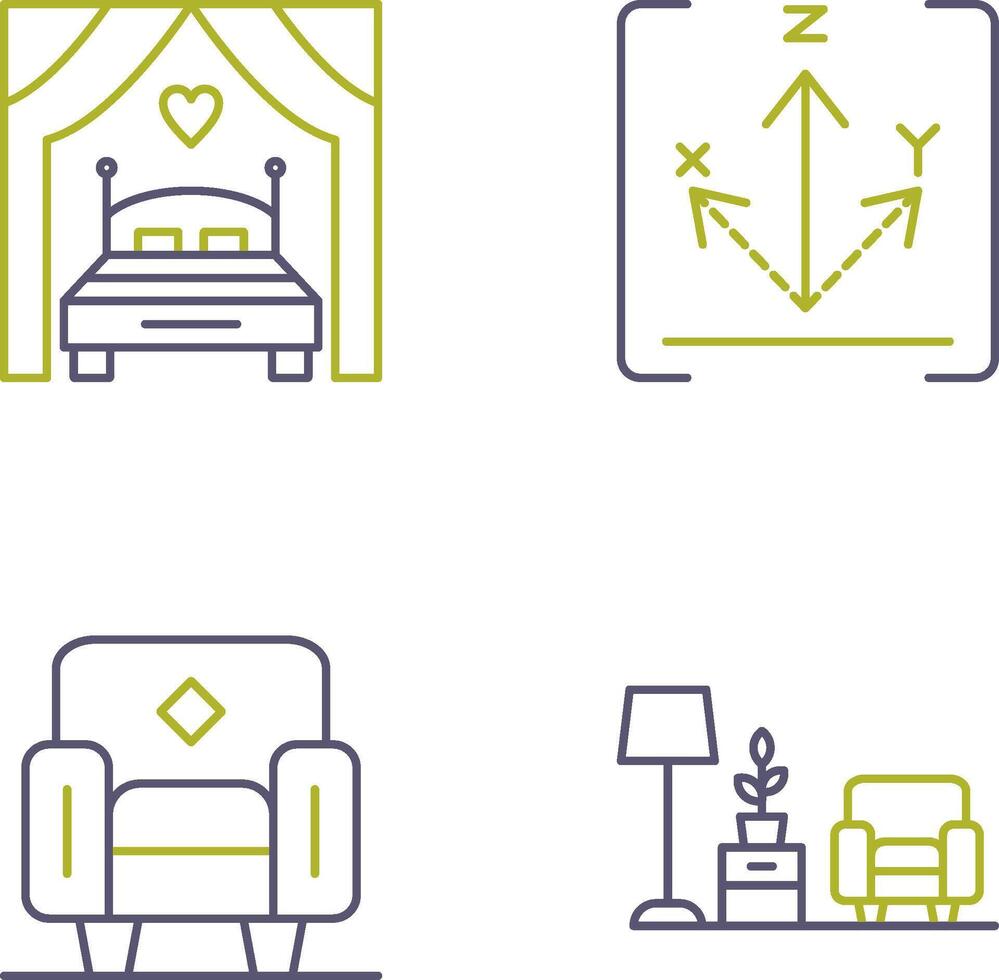 Bed and Axis Icon vector