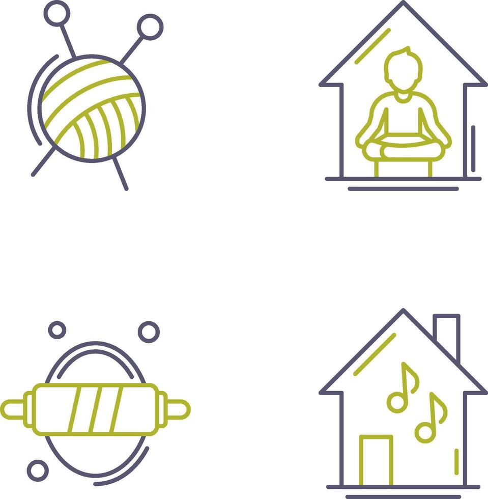 Knitting and Yoga At home Icon vector