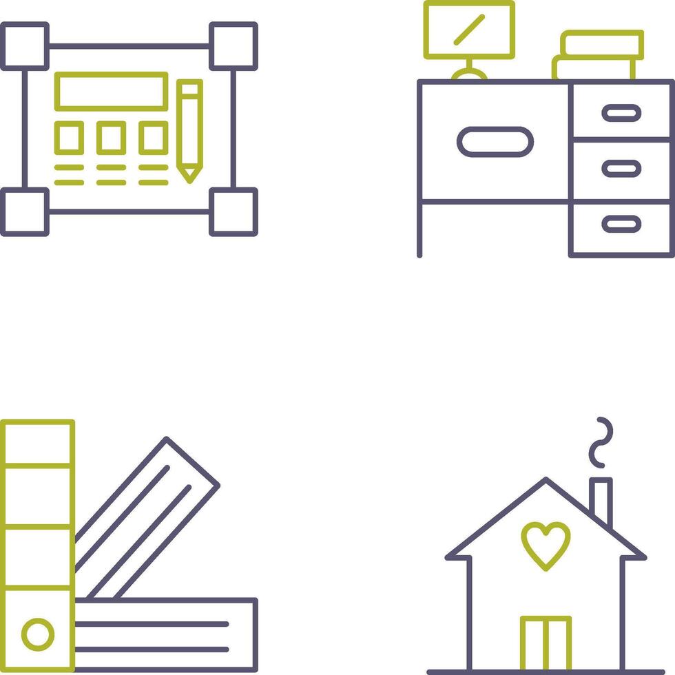 Blueprint and Desk Icon vector