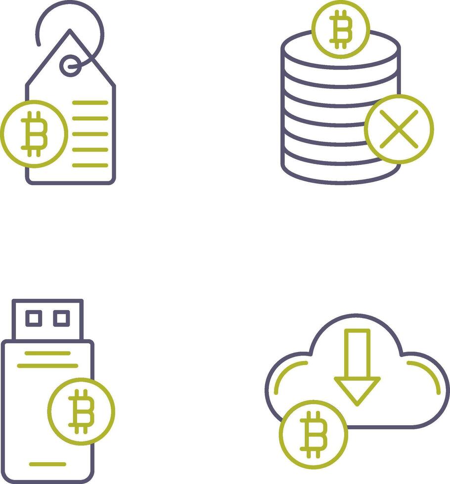 Not Accepted and Bitcoin Label Tag Icon vector