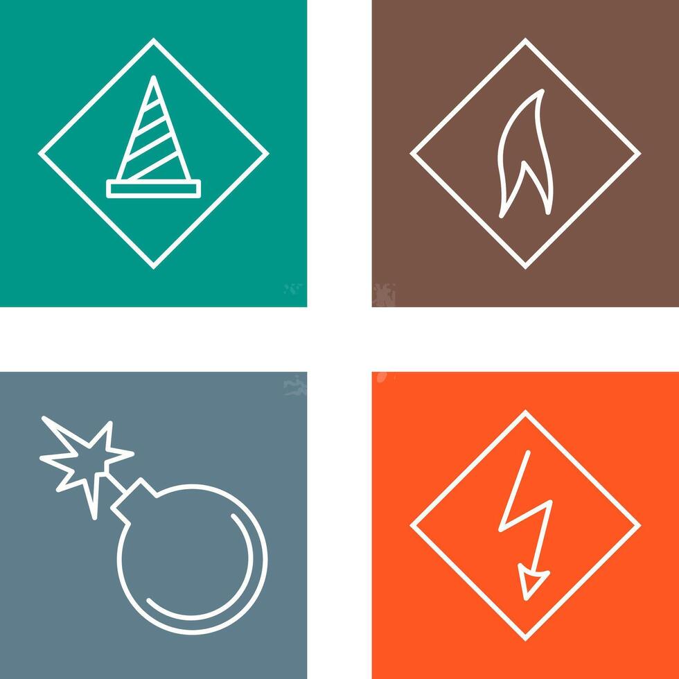 under construction and flammable material Icon vector