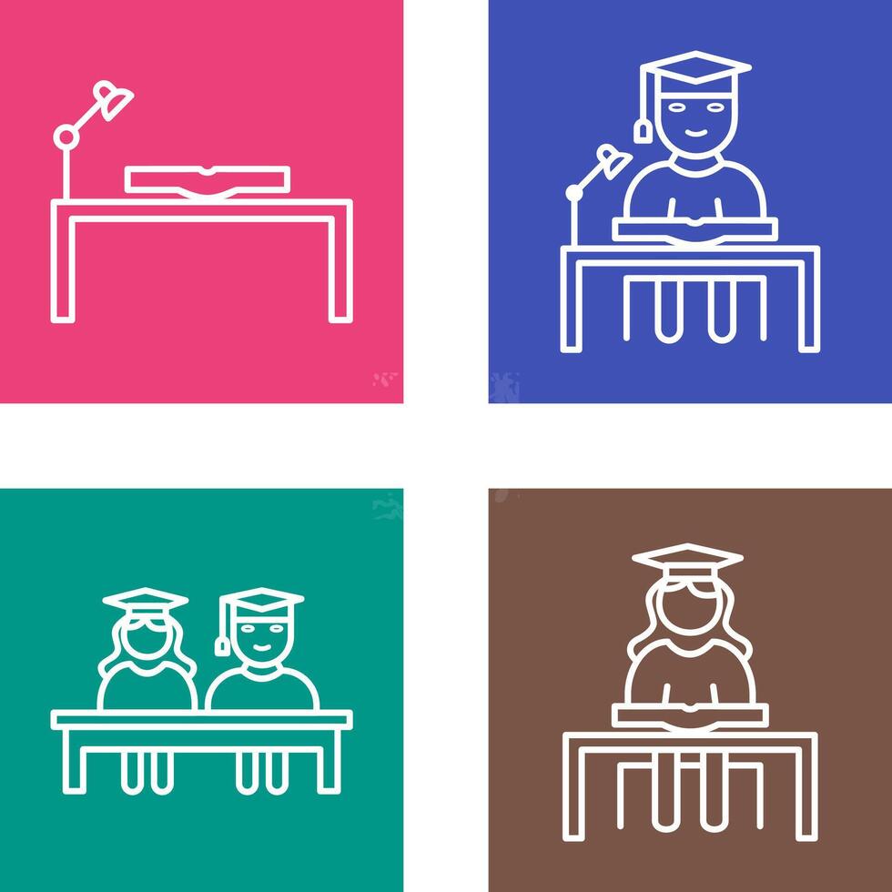 study desk and studying on desk Icon vector