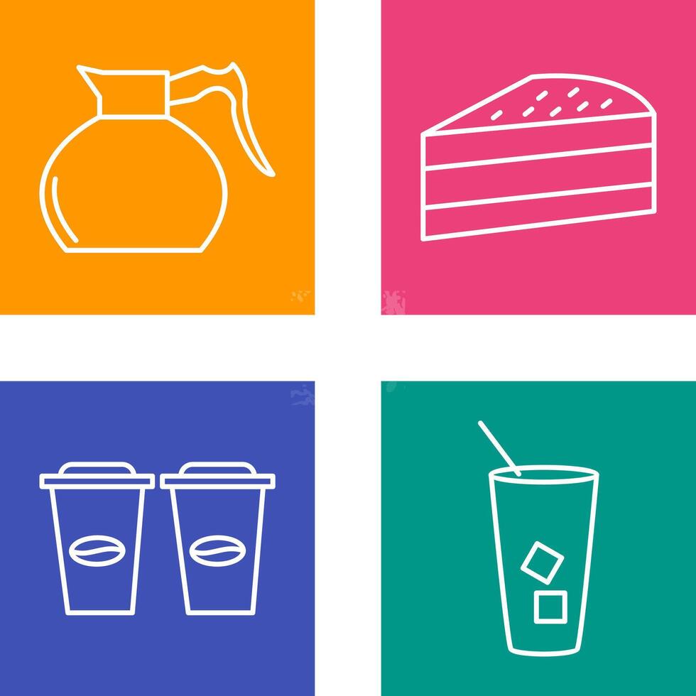 cake slice and coffee pot Icon vector