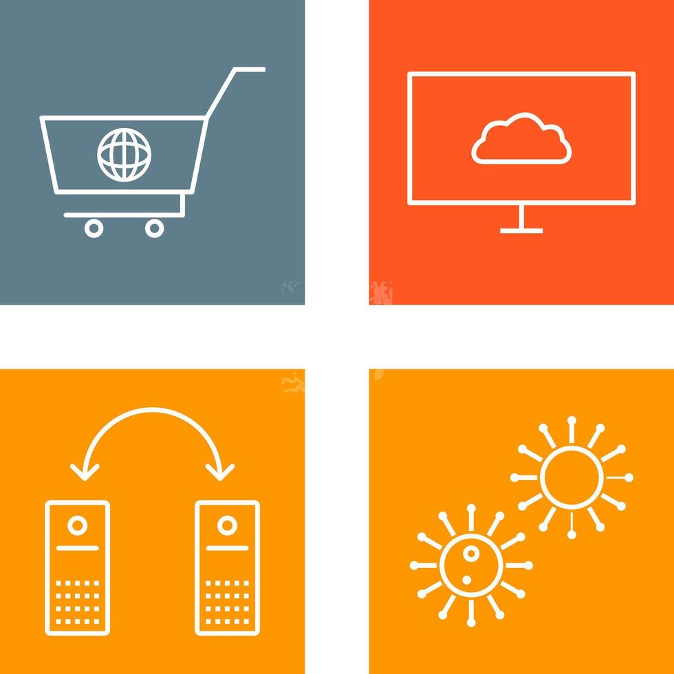 global shopping and cloud sysytem Icon vector