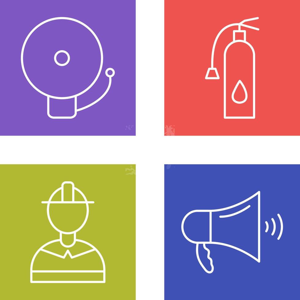 alarm and fire extinguisher Icon vector