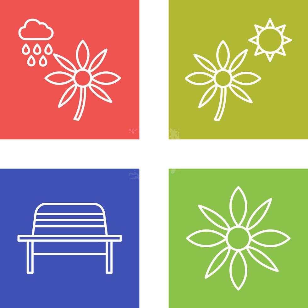 Flower with rain and Flower Icon vector