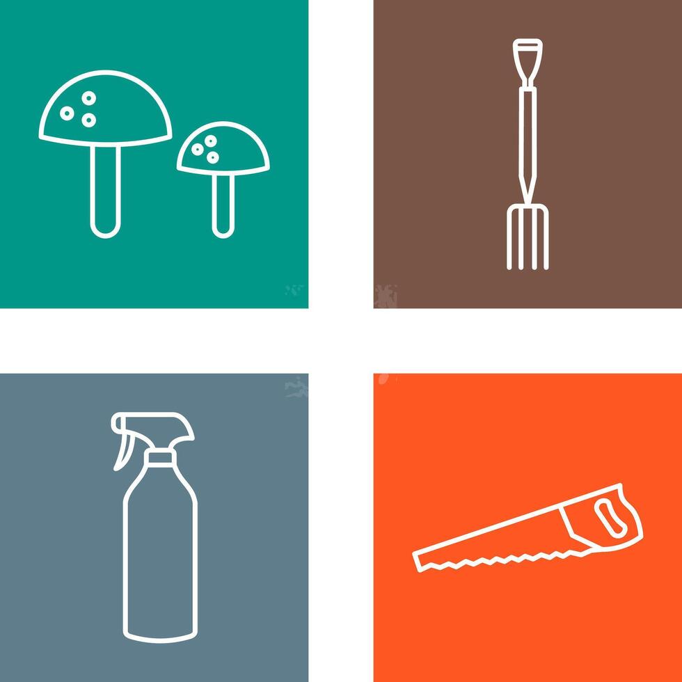 Mushrooms and Gardening Fork Icon vector
