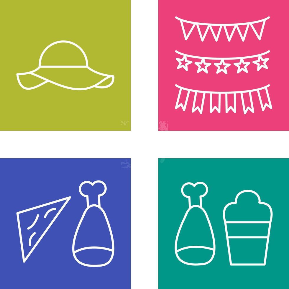 Garlands and Woman Hat Icon vector