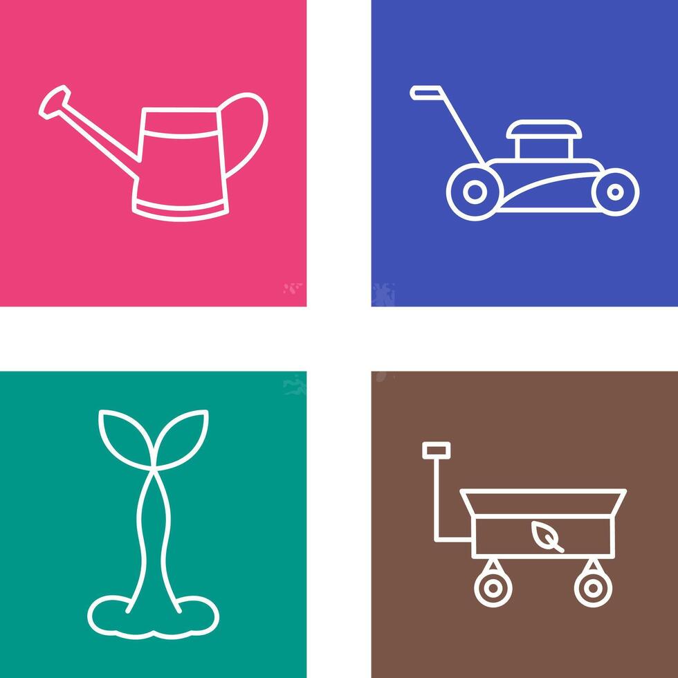 Watering tool and Lawn Mower Icon vector