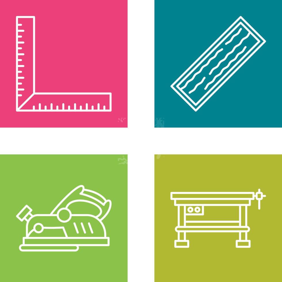 Square Ruller and Plank Icon vector