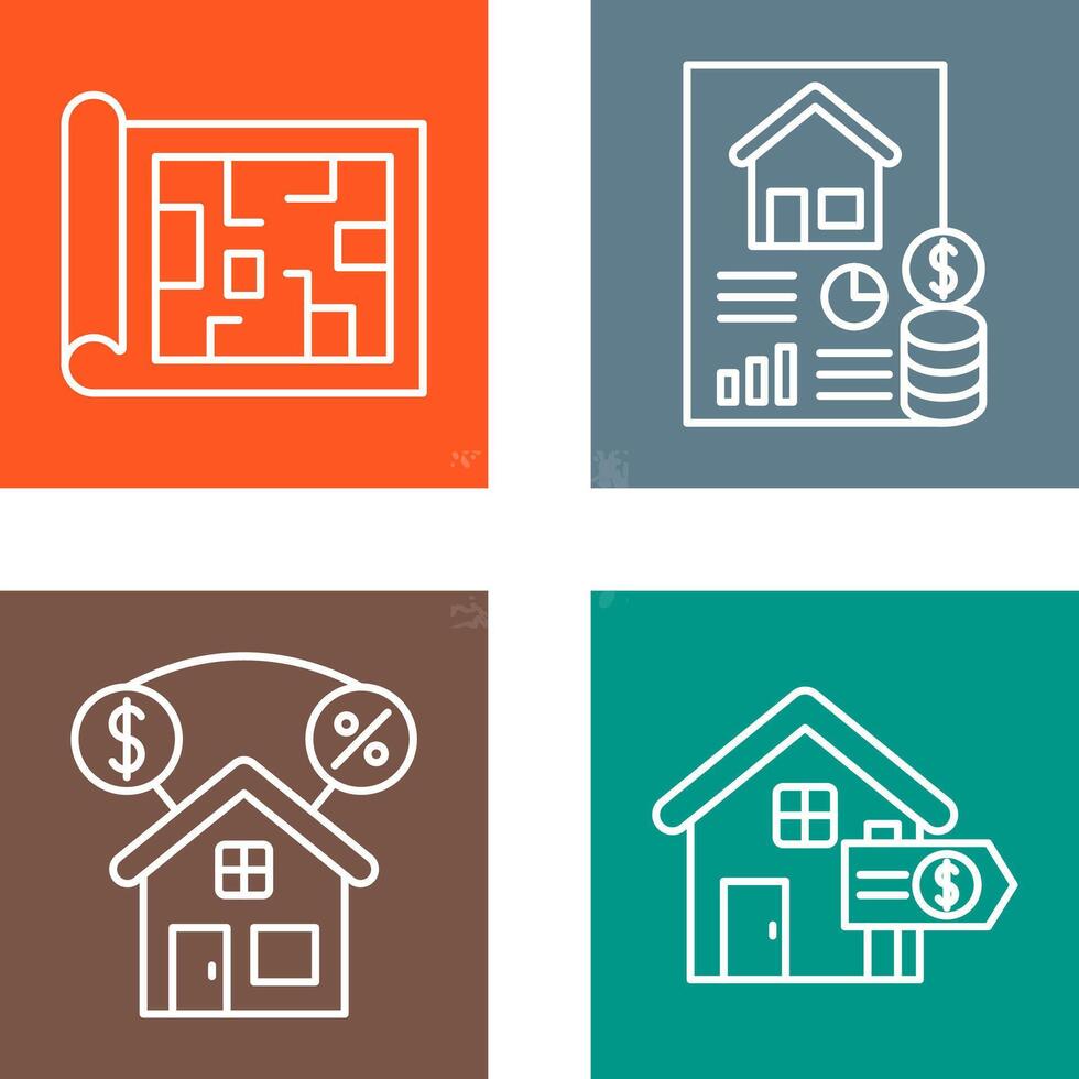 Blueprint and loan Icon vector