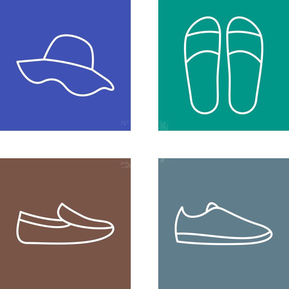 sombrero y zapatillas icono vector
