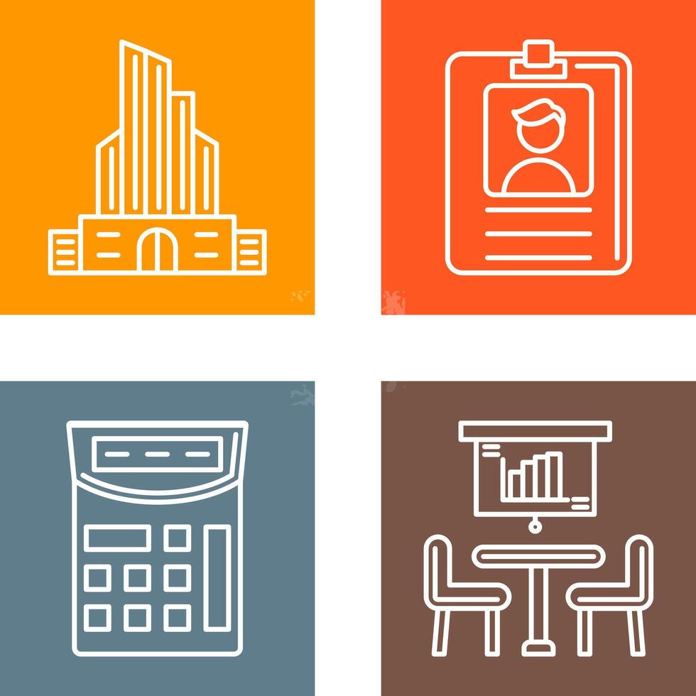 Id Card and Office Building Icon vector