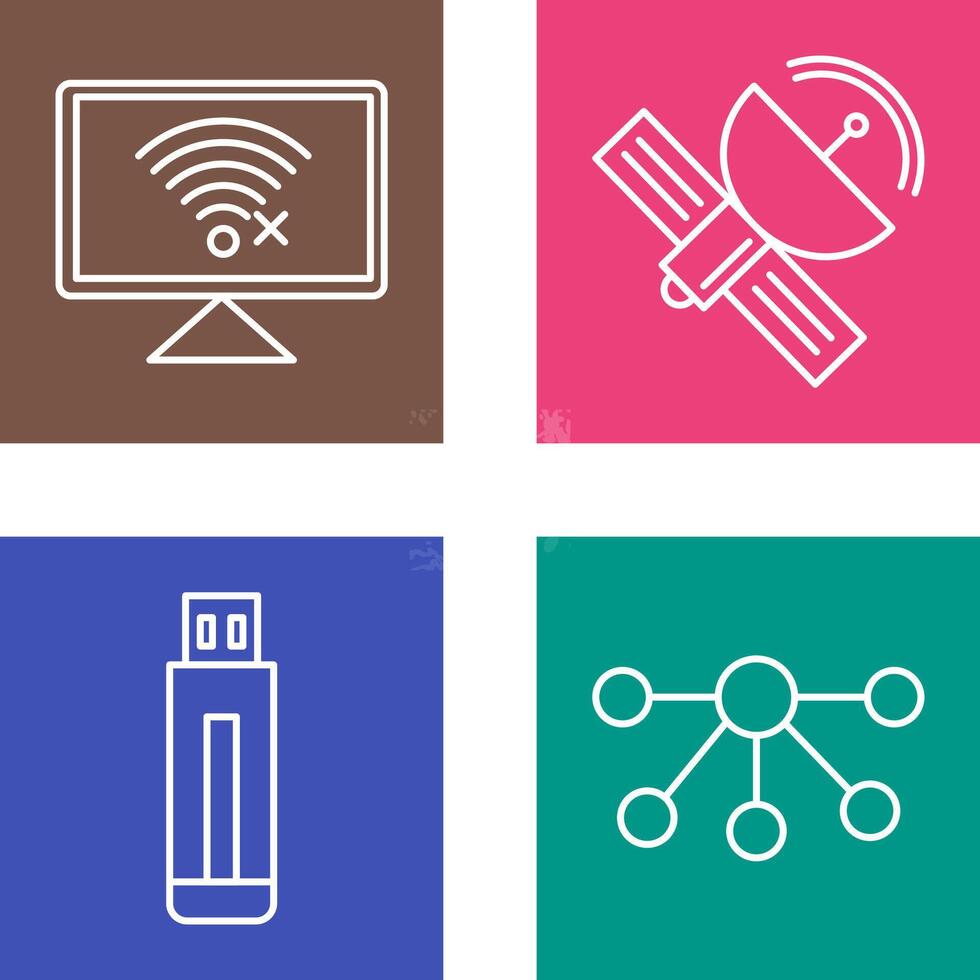 Disconnected Network and Satellite Icon vector