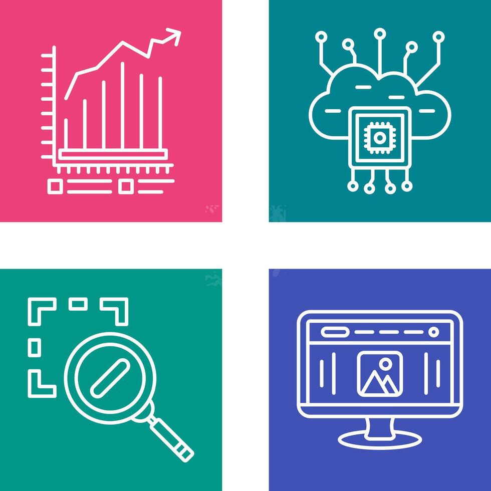 Bar Chart and Cloud Computing Icon vector