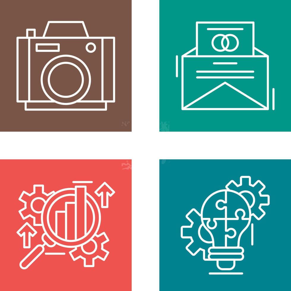Photo Camera and Invitation Card Icon vector