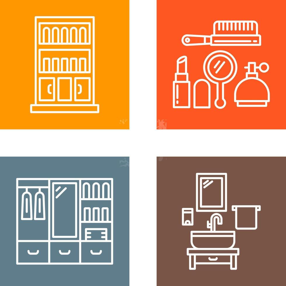 Book Shelf and Makeup Icon vector