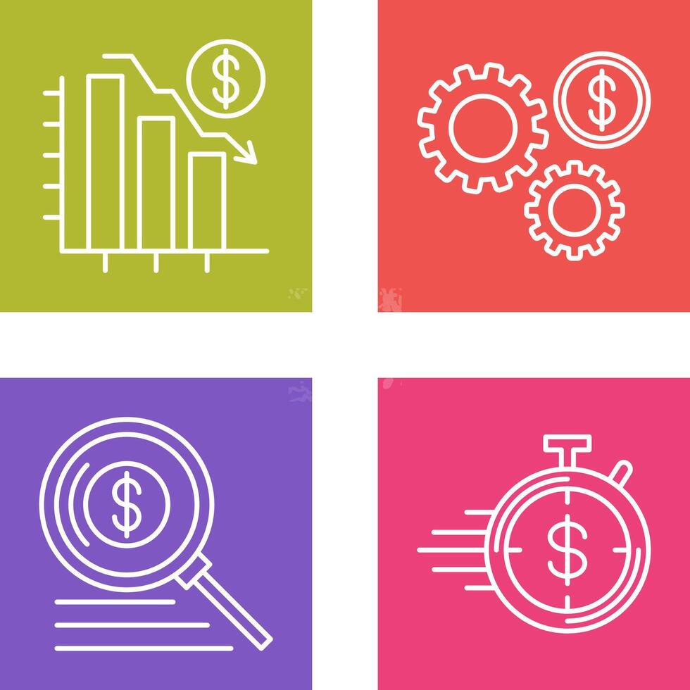 Chart Down and Settings Icon vector