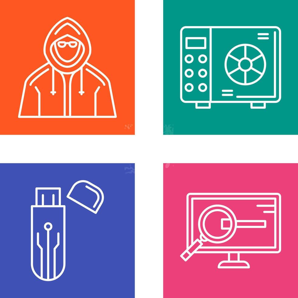 Safe Box and Hacker Icon vector