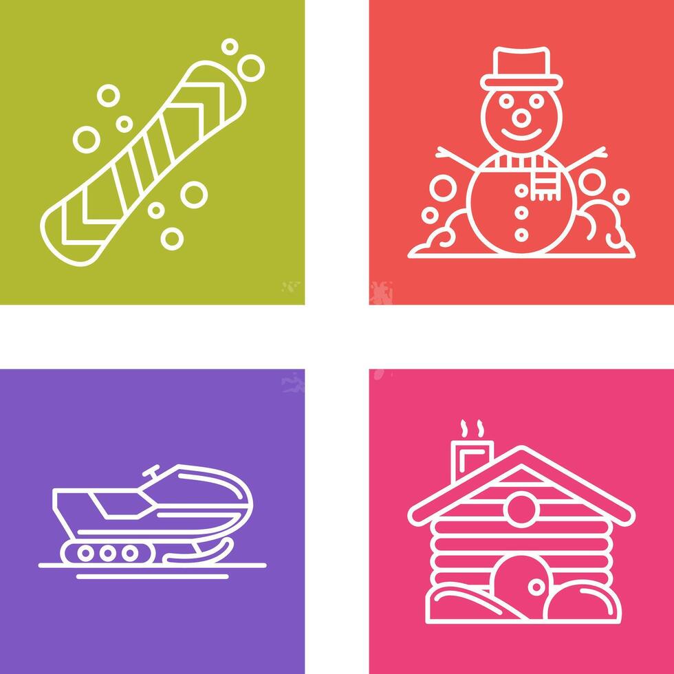 Snowboard and Snowman Icon vector