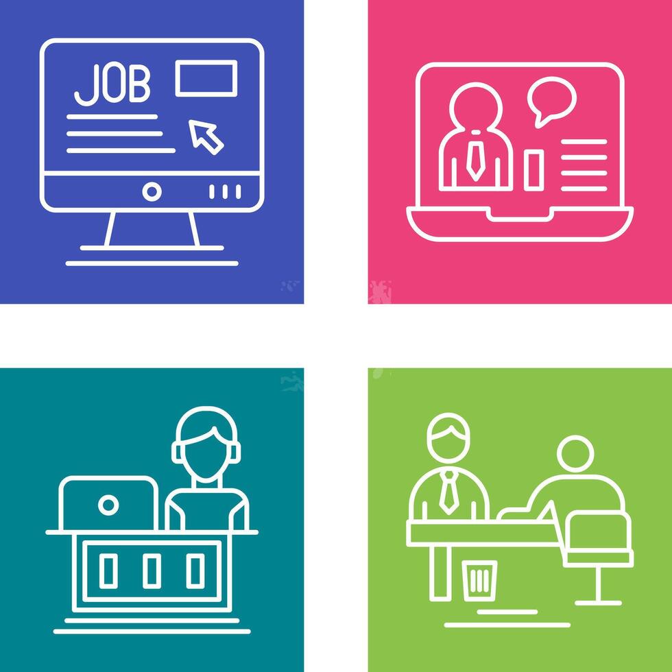 Online Job and Online Job Interview Icon vector