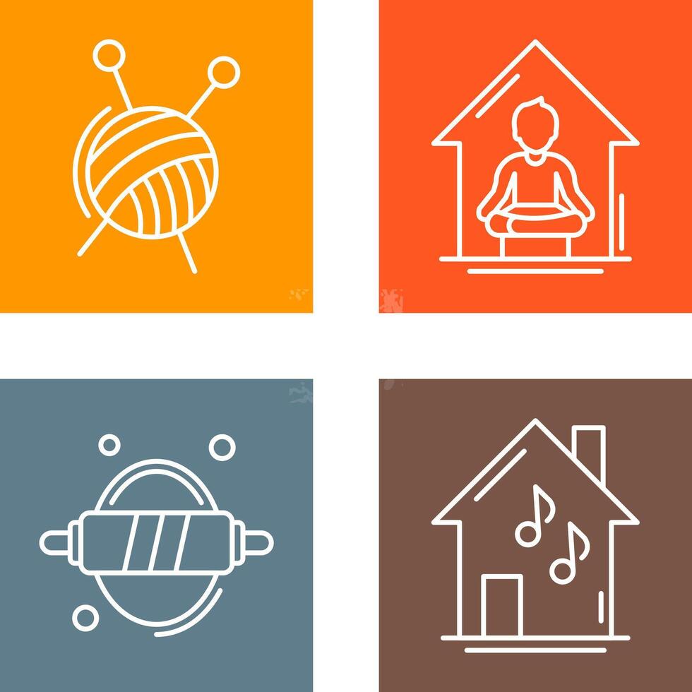 Knitting and Yoga At home Icon vector