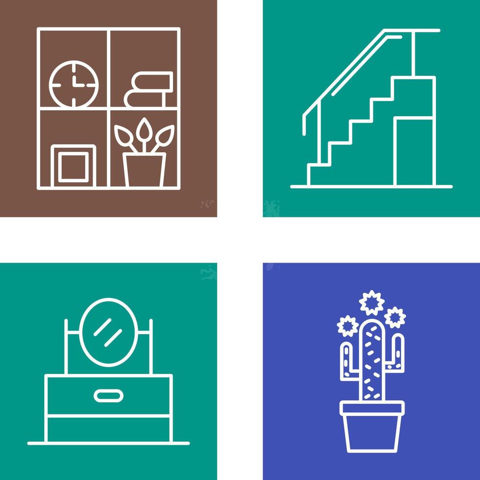 Bookshelf and Stairs Icon vector
