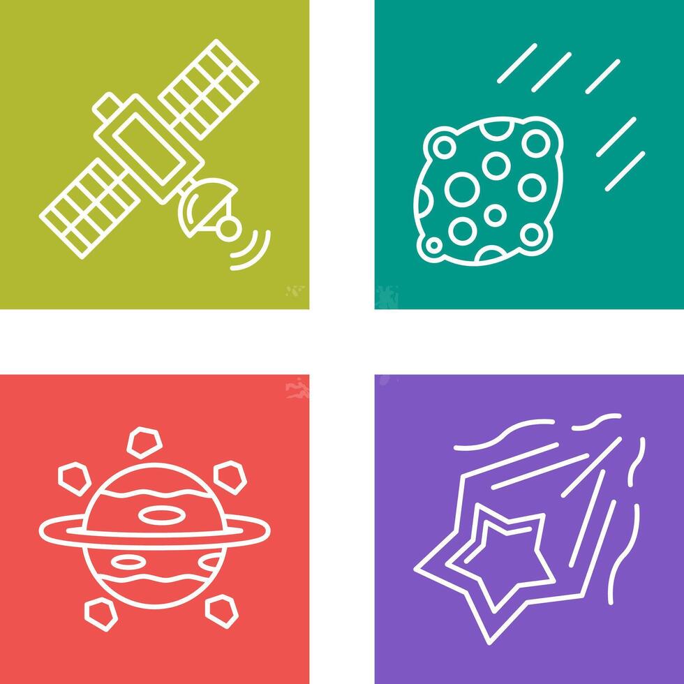satelite and asteroid Icon vector