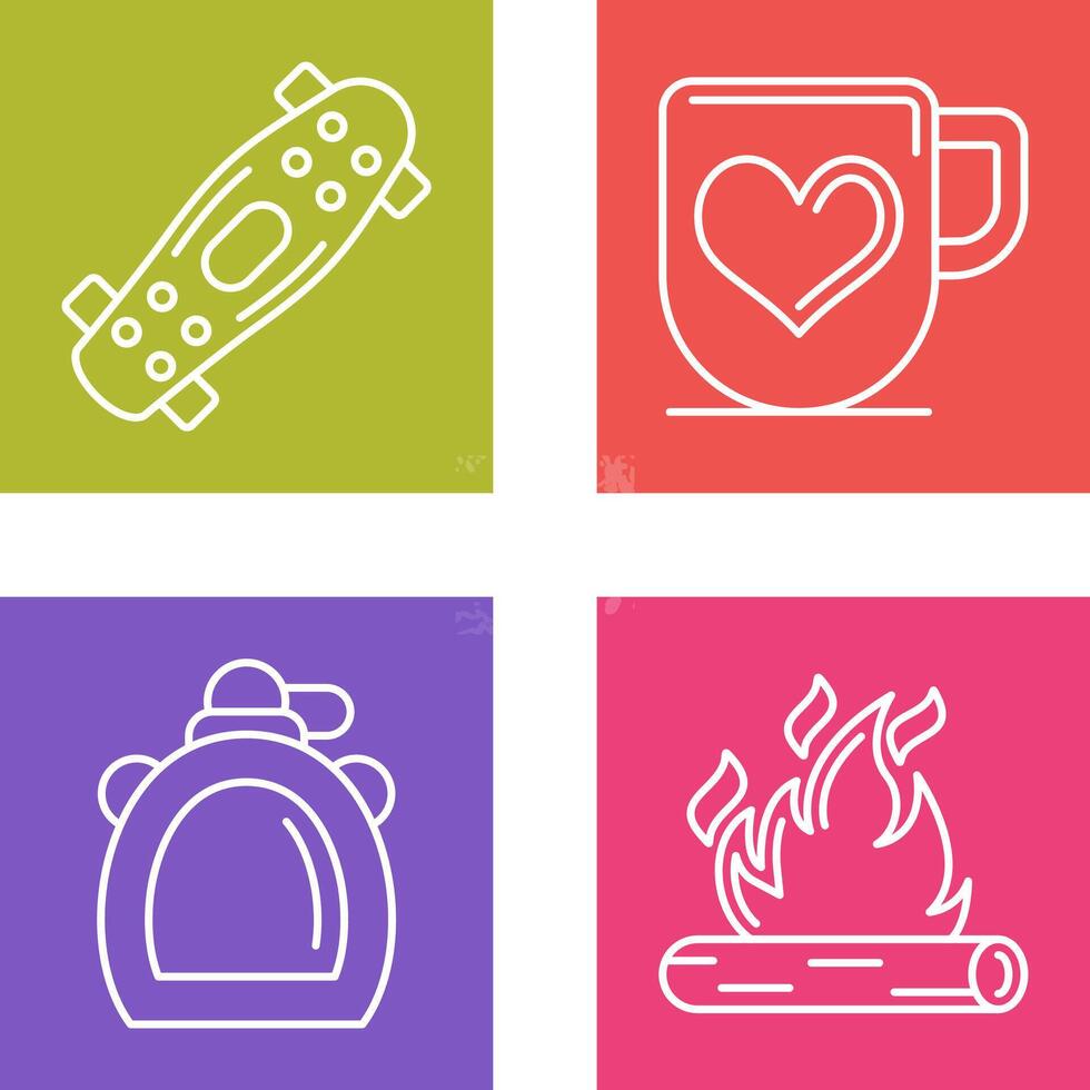 Skateboard and Mug Icon vector
