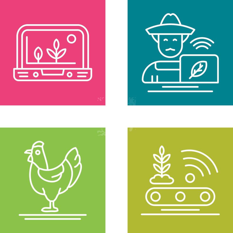 Smart Farm and Farmer Icon vector