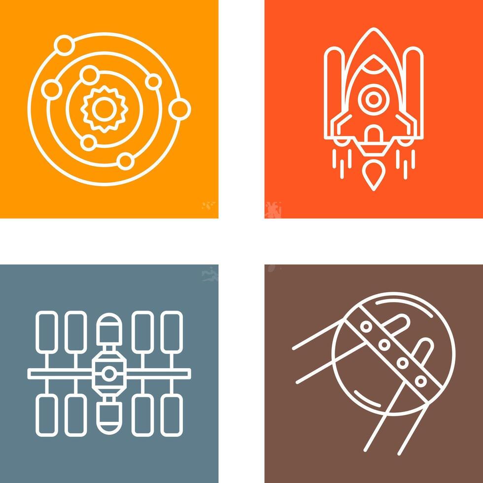 solar systems and space shuttle Icon vector