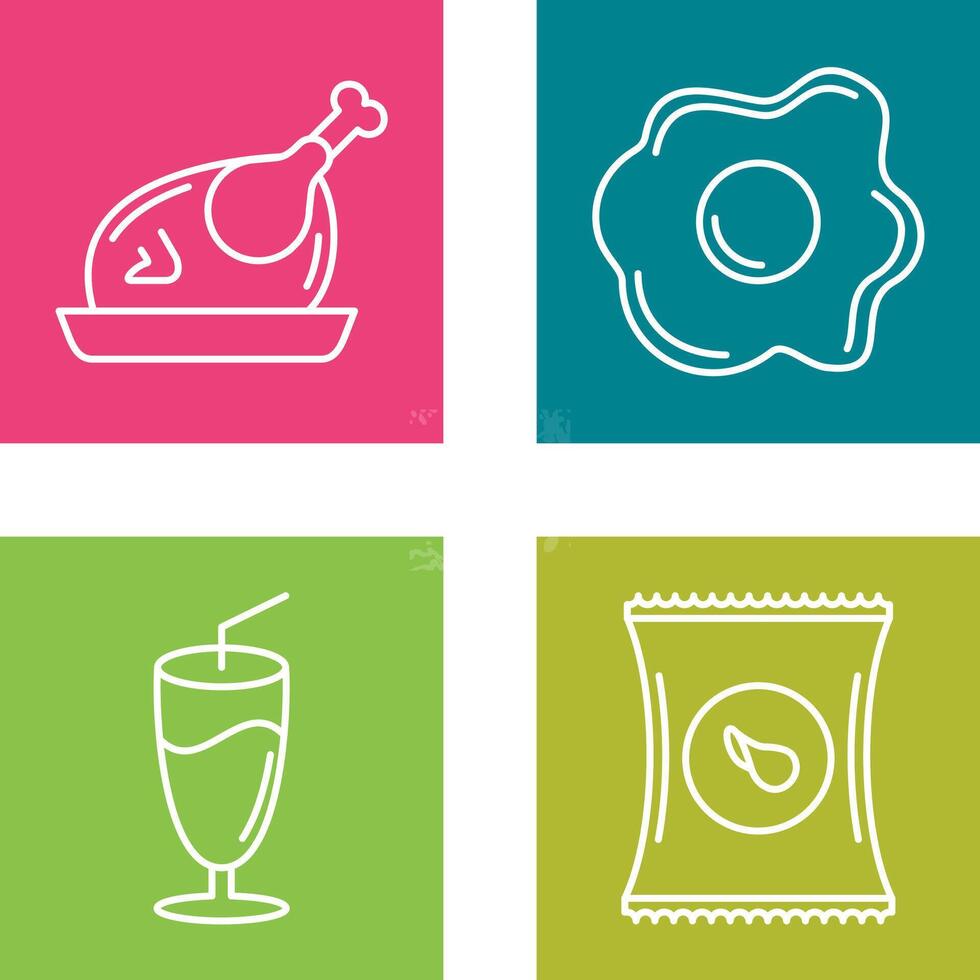 Chicken leg and Fried egg Icon vector