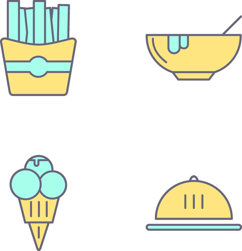 Soup and Fries Icon vector