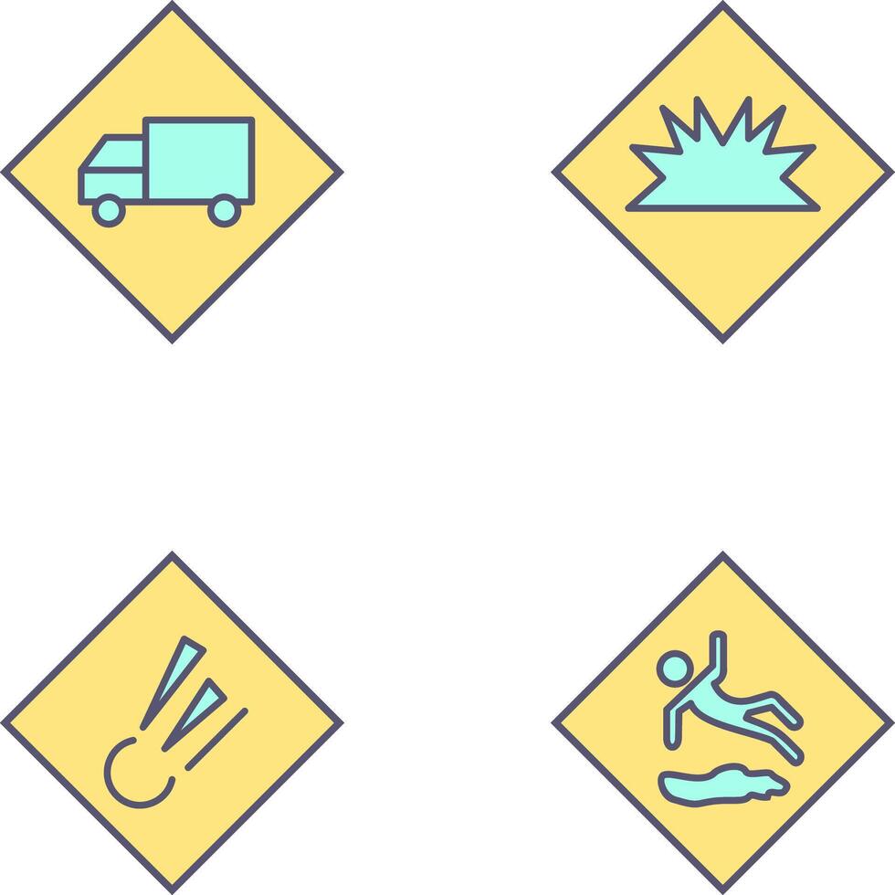 dangerous vehicle and danger of welding Icon vector