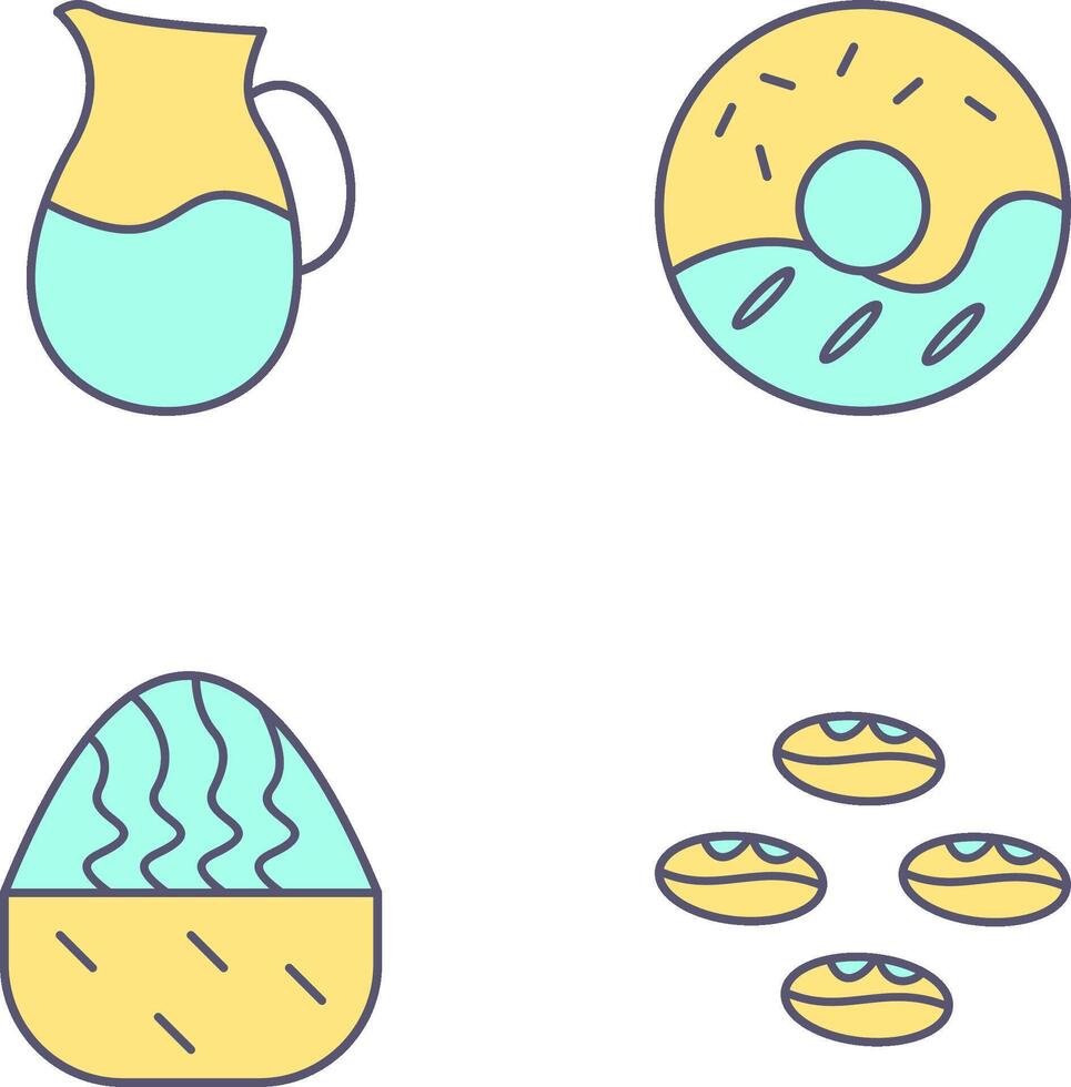 milk jug and cream doughnut Icon vector