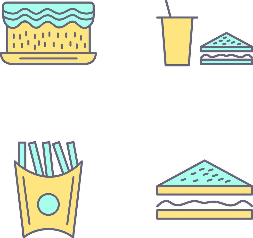 cream cake and lunch bistro Icon vector