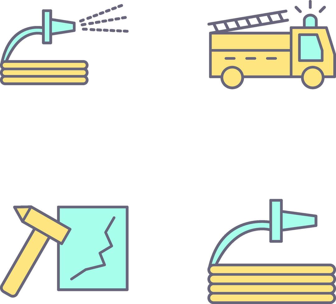 spraying water and fire truck Icon vector