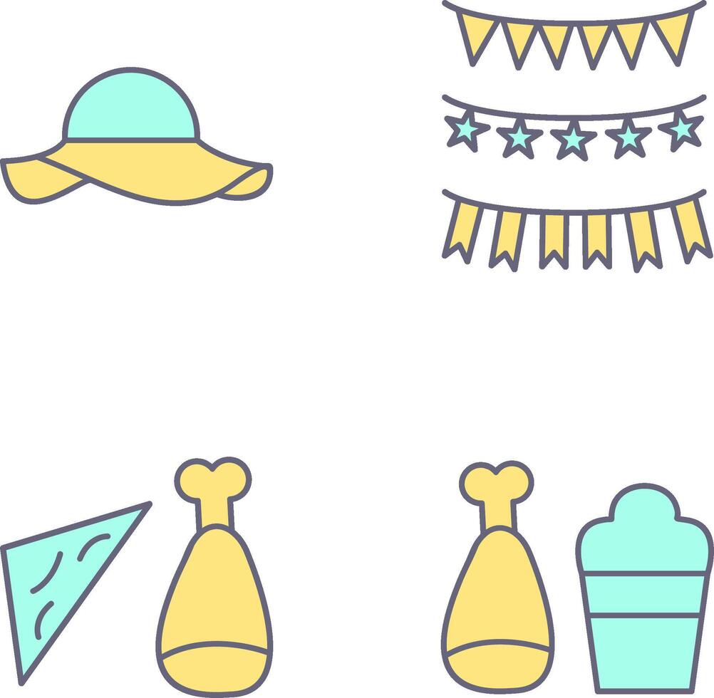 Garlands and Woman Hat Icon vector