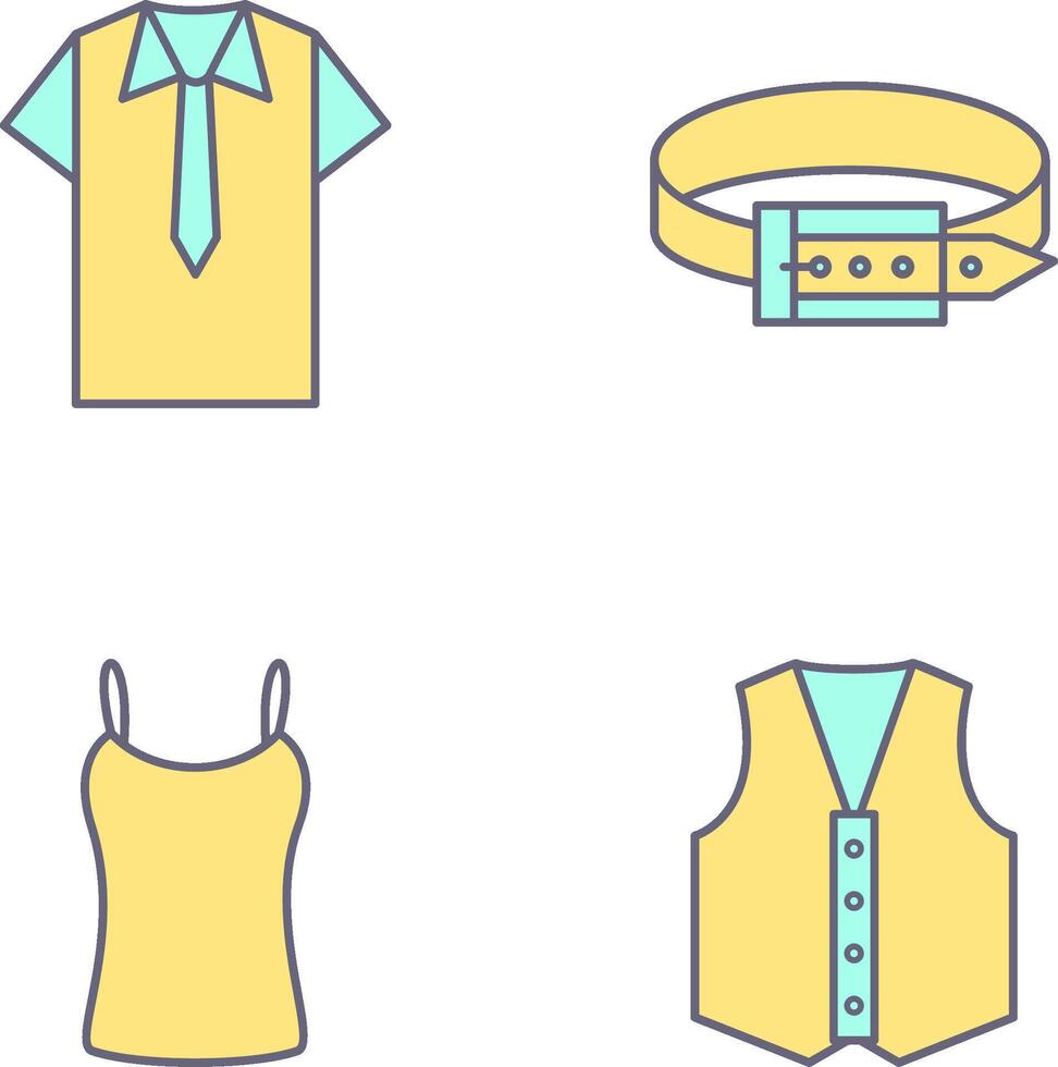 camisa y Corbata y cinturón icono vector