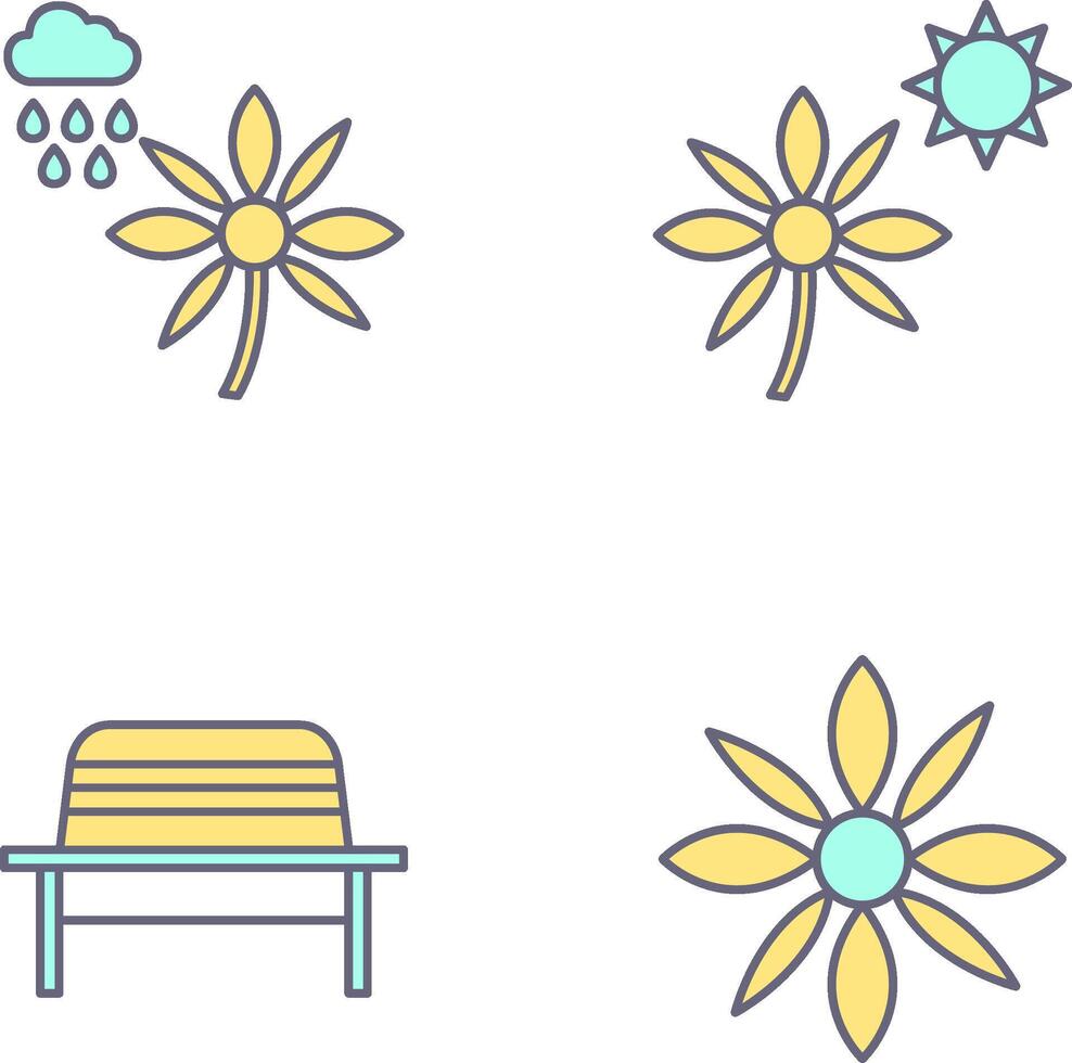 Flower with rain and Flower Icon vector