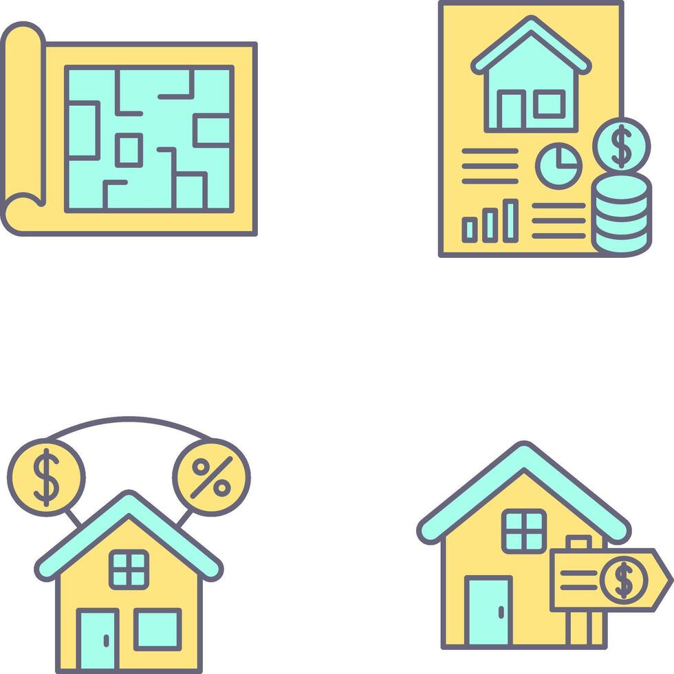 Blueprint and loan Icon vector