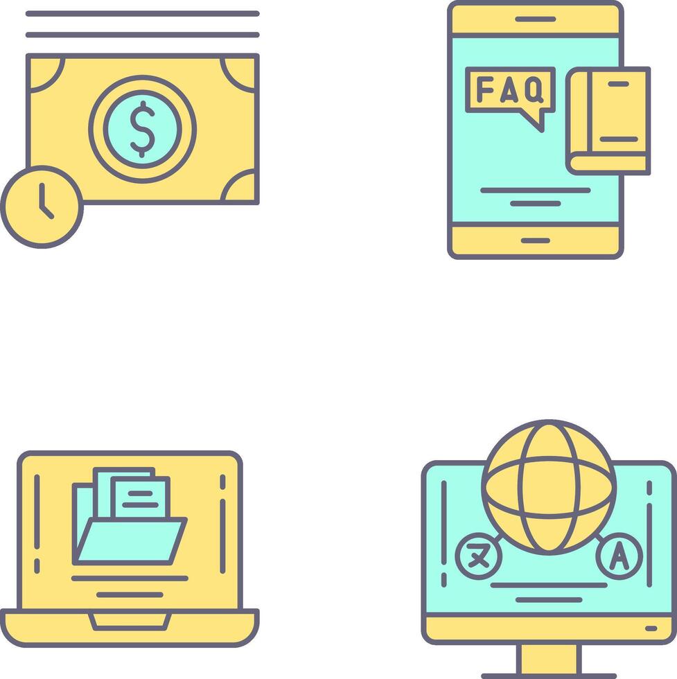 Time is Mony and Faq Icon vector