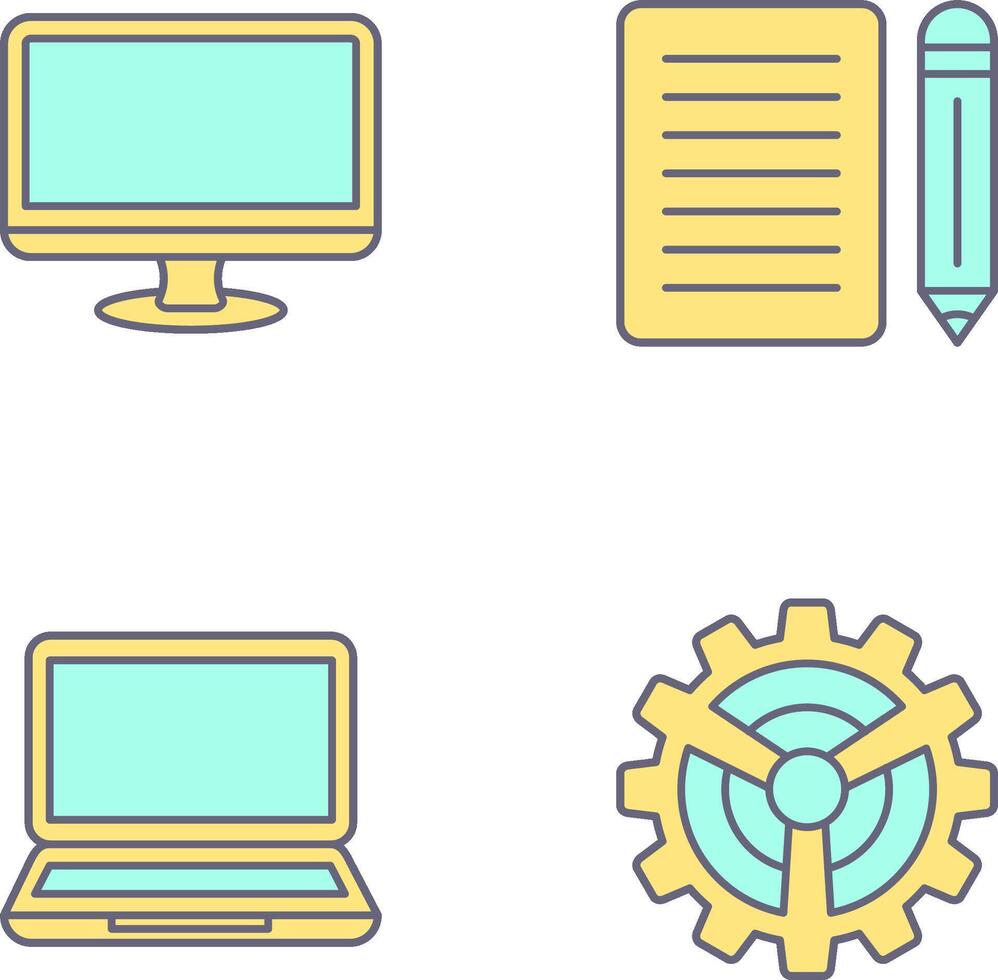 Monitor and Note Icon vector