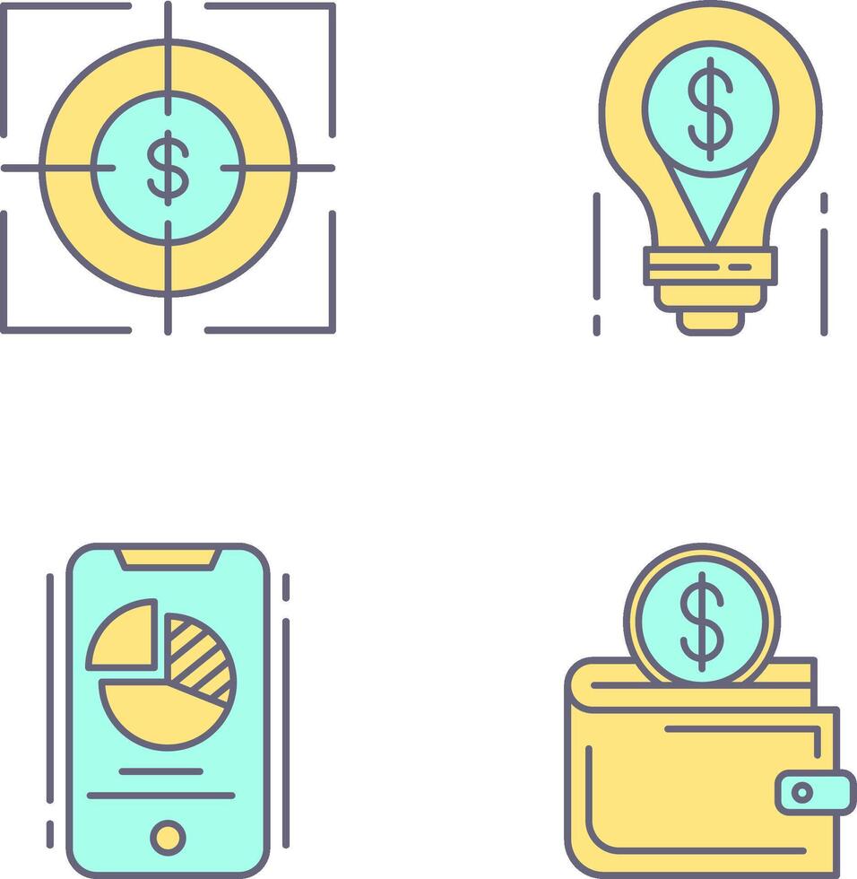 Target and Light Bulb Icon vector