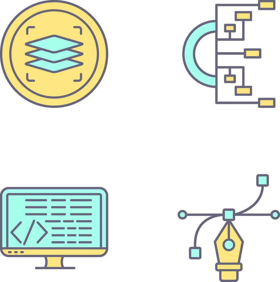 Layers and Flowchart Icon vector