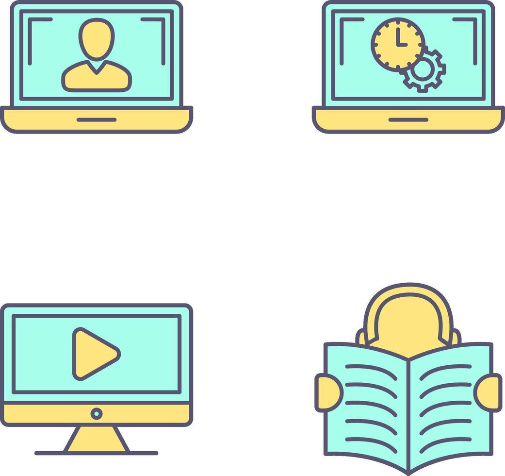 Flex Time and Online Lesson Icon vector
