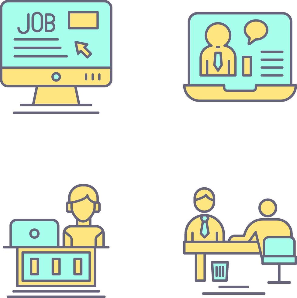 Online Job and Online Job Interview Icon vector